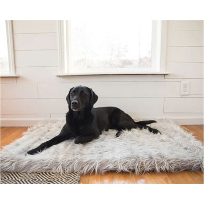 Rectangle Gray PupRug™ Faux Fur Othopedic Dog Bed NEW ARRIVAL