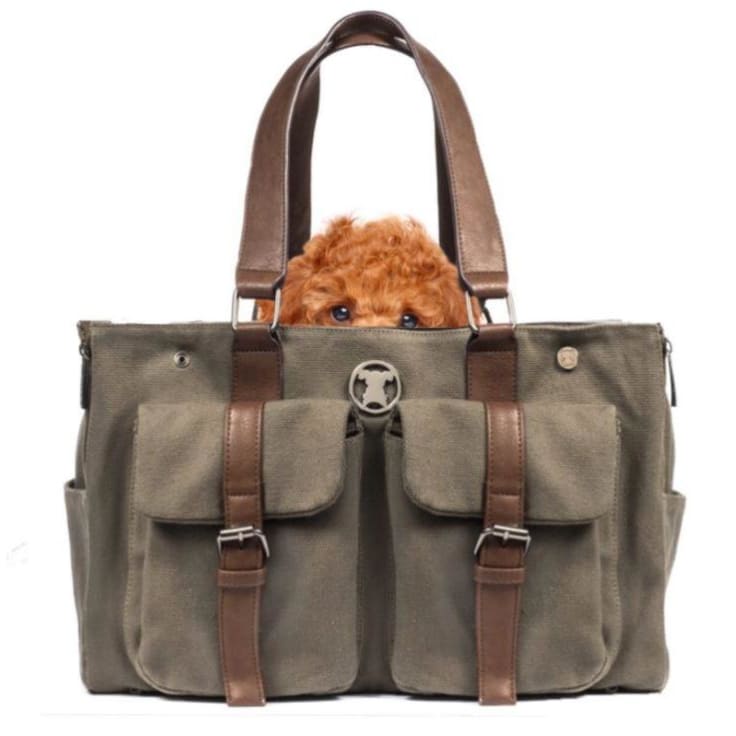 Weekend Green Canvas Dog Carrier Shell Tote NEW ARRIVAL
