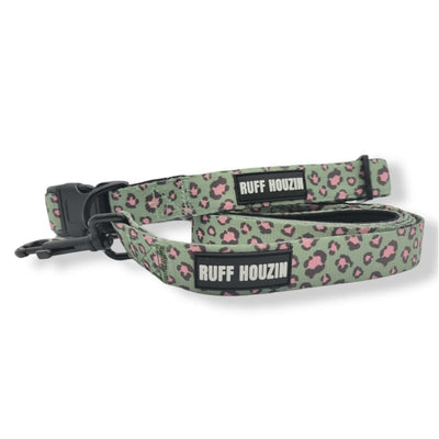 Green & Pink Leopard Print Dog Collar & Leash NEW ARRIVAL
