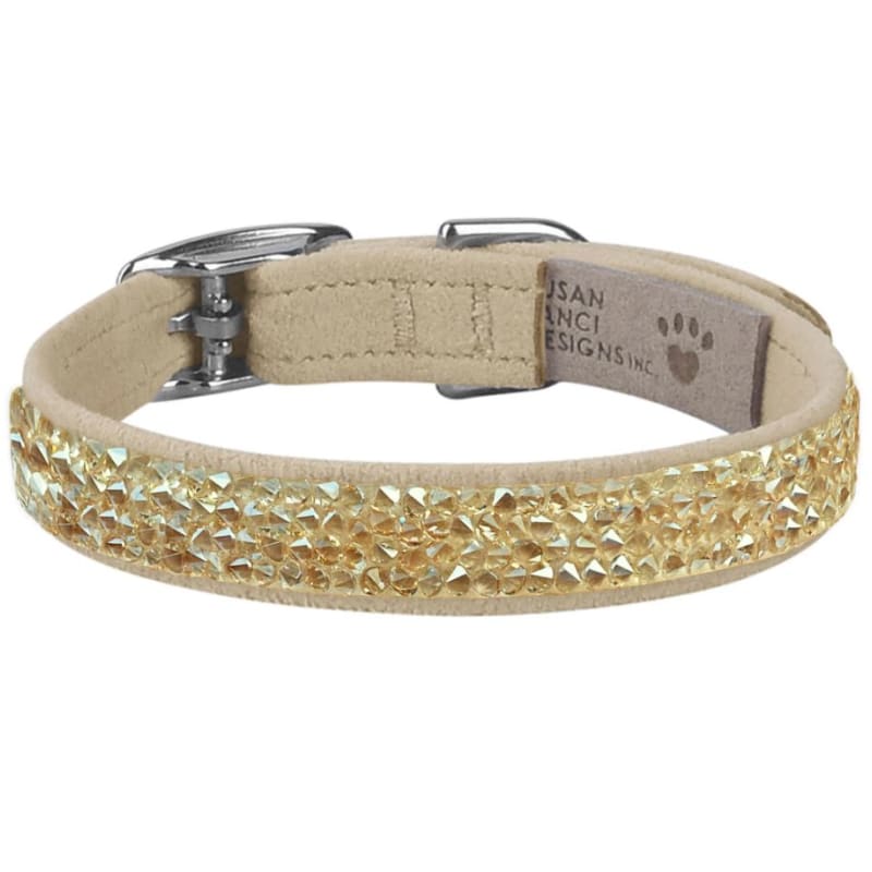 Gold Crystals Puparoxy Ultrasuede Dog Collar Pet Collars & Harnesses MORE COLOR OPTIONS