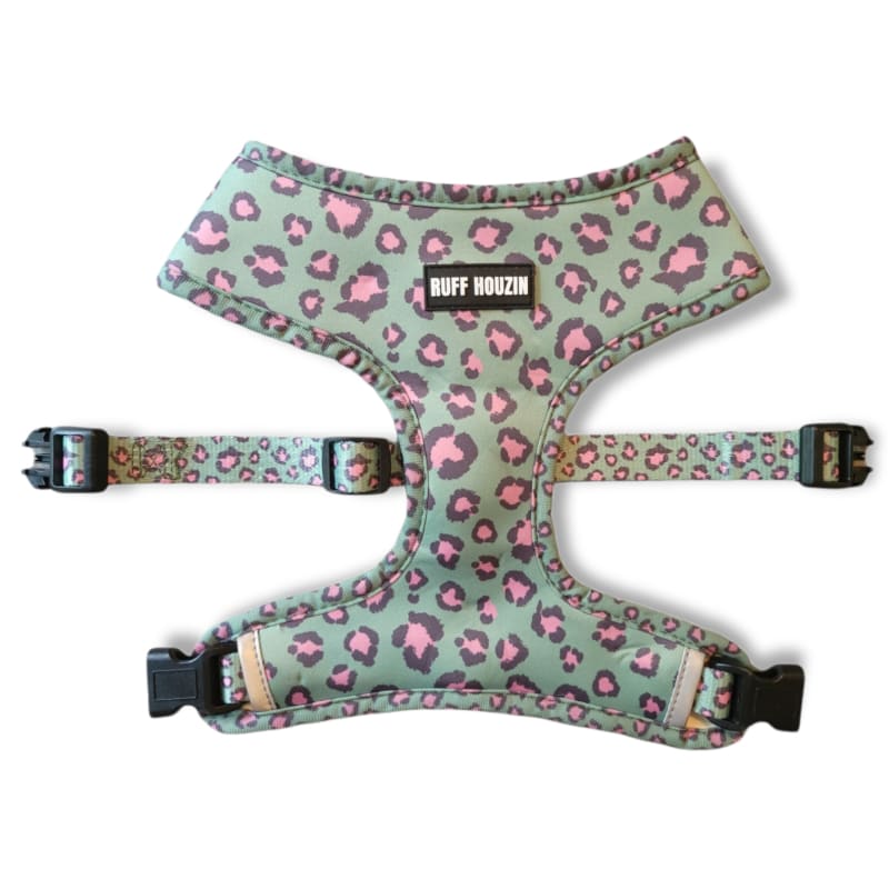 Green & Pink Leopard and Camouflage Revesible Dog Harness NEW ARRIVAL