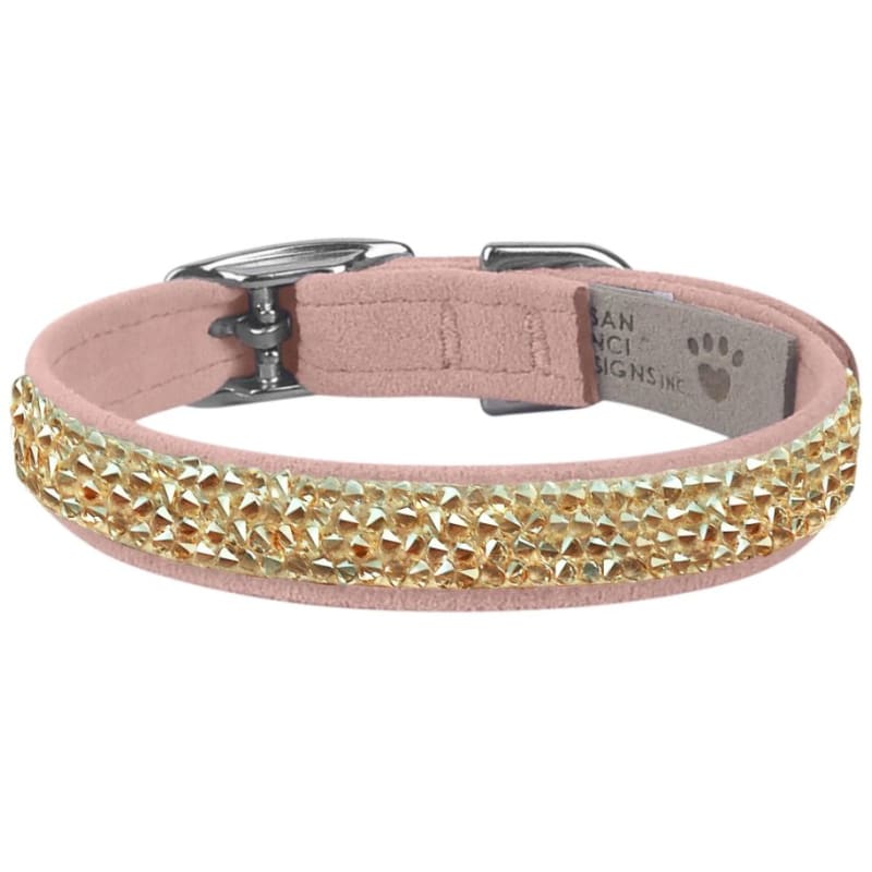 Gold Crystals Puparoxy Ultrasuede Dog Collar Pet Collars & Harnesses MORE COLOR OPTIONS