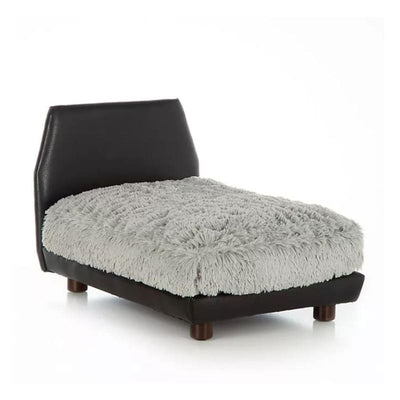 Shaggy Gray and Black Faux Leather Orthopedic Mid Century Lido Dog Bed NEW ARRIVAL