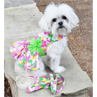Pink Hawaiian Dress With Matching Leash clothes for small dogs, cute dog apparel, cute dog clothes, cute dog dresses, dog apparel
