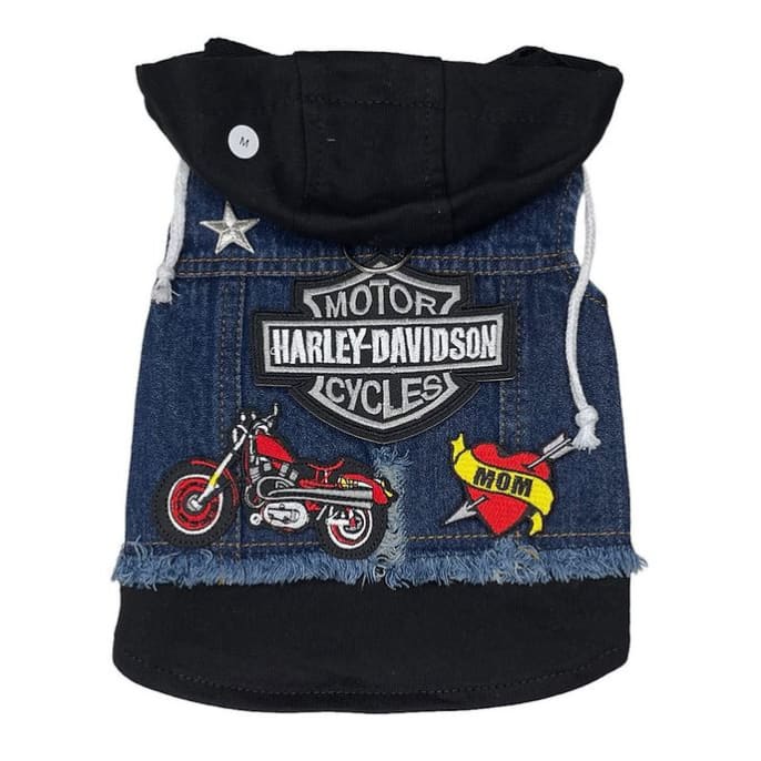 Harley Davidson Blue Denim Rocker Dog Jacket Dog Apparel MADE TO ORDER, NEW ARRIVAL