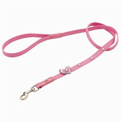 - Happy Campers Heart & White Cat Eye Genuine Leather Dog Collar NEW ARRIVAL