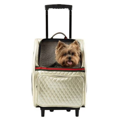 Rio Ivory Quilted 3-in-1 Dog Carrier On Wheels Pet Carriers & Crates dog carriers, luxury dog carrier on wheels, luxury dog carriers, luxury