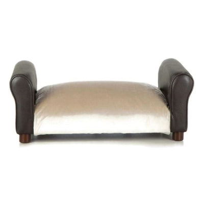 Oyster Velvet and Black Faux Leather Settee Dog Bed NEW ARRIVAL
