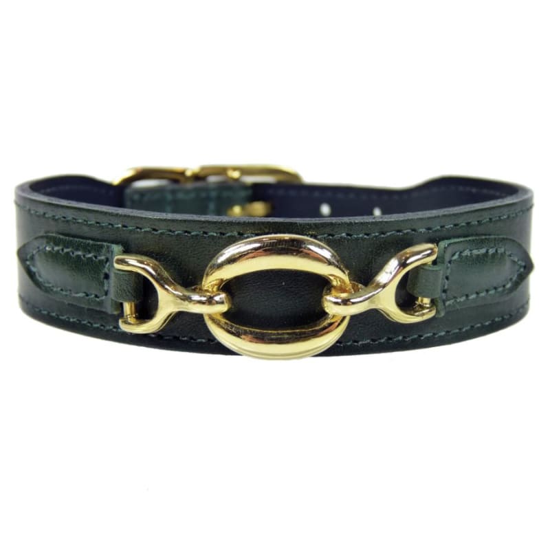 Hartman Italian Leather Dog Collar In Ivy Green Pet Collars & Harnesses genuine leather dog collars, luxury dog collars, MADE TO ORDER, NEW 