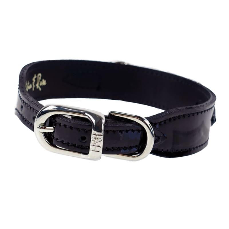 Hartman Italian Leather Dog Collar In Jet Black & Nickel Pet Collars & Harnesses genuine leather dog collars, luxury dog collars, MADE TO 