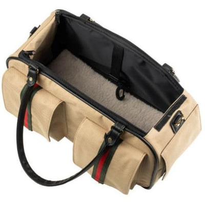 Marlee 2 Khaki Stripe Dog Carrying Bag Pet Carriers & Crates luxury dog carriers, luxury dog purse carriers, NEW ARRIVAL