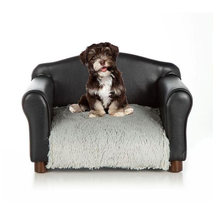 Club Nine Pets Orthopedic Shaggy Gray and Black Faux Leather Traditional Dog Chair NEW ARRIVAL