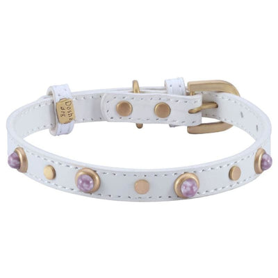 Mini Beaded Lavender Glass Genuine Leather Dog Collar bling dog collars, cute dog collar, dog collars, fun dog collars, leather dog collars