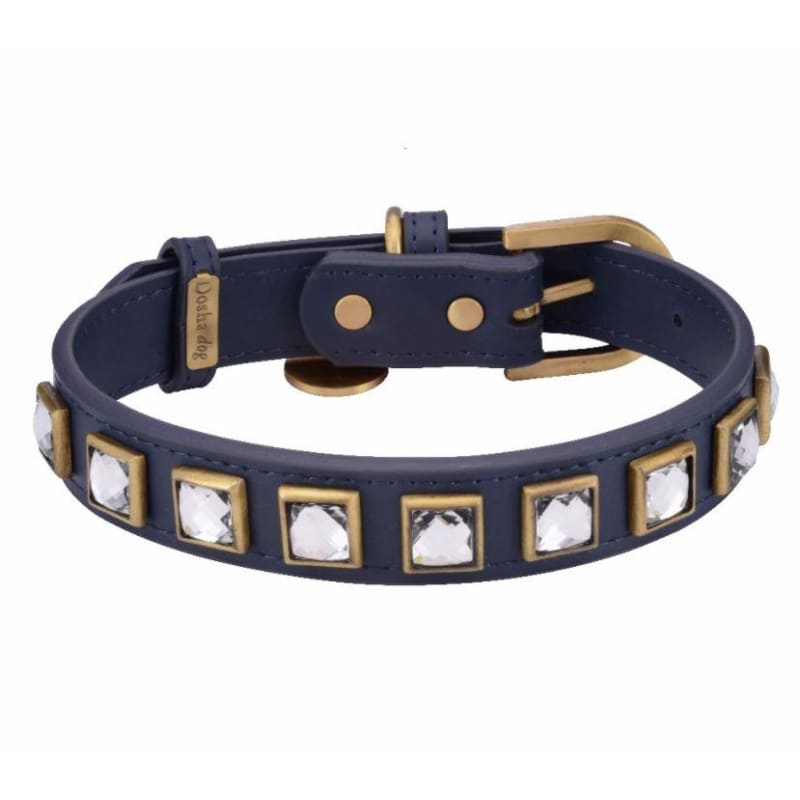 Monte Carlo Navy Genuine Leather Dog Collar NEW ARRIVAL