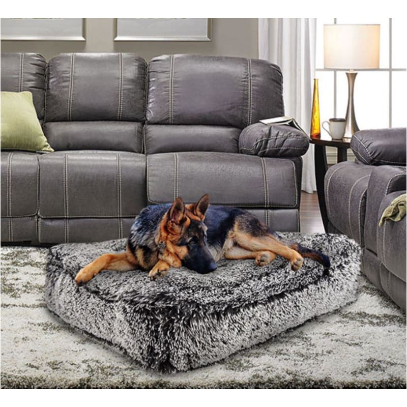Sicilian Rectangle Midnight Frost Shag Bed BEDS, bolster dog beds, rectangle dog beds