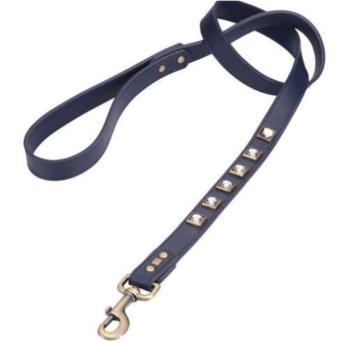 Monte Carlo Navy Genuine Leather Dog Collar NEW ARRIVAL
