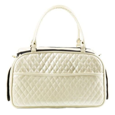Marlee 2 Ivory Quilted Stripe Dog Carrying Bag Pet Carriers & Crates luxury dog carriers, luxury dog purse carriers, NEW ARRIVAL
