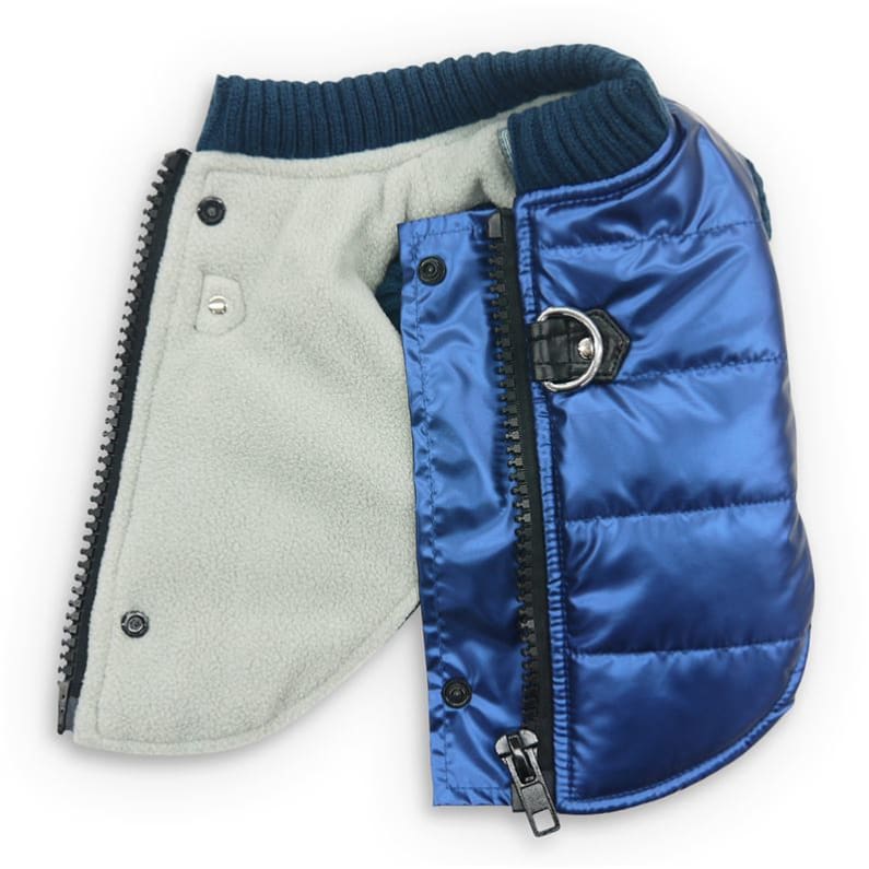 Runner Dog Coat Metallic Blue Dog Apparel clothes for small dogs, COATS, cute dog apparel, cute dog clothes, dog apparel