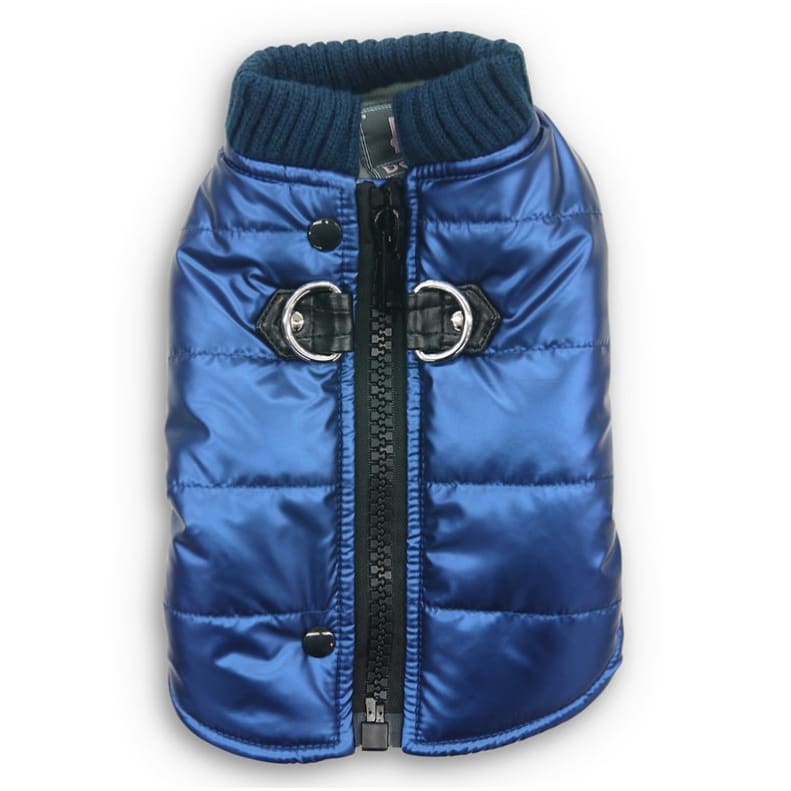 Runner Dog Coat Metallic Blue Dog Apparel clothes for small dogs, COATS, cute dog apparel, cute dog clothes, dog apparel