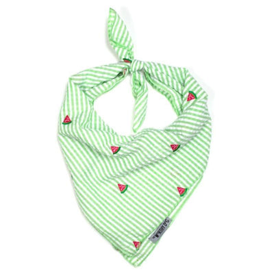 - Green Stripe Watermelon Tie Bandana NEW ARRIVAL WORTHY DOG