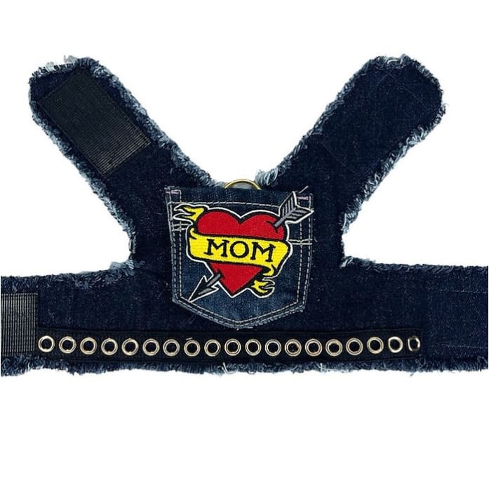Mom Upcycled Denim Dog Harness Vest MADE TO ORDER, NEW ARRIVAL