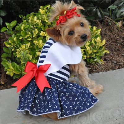 - Nautical Dog Dress With Matching Leash New Arrival