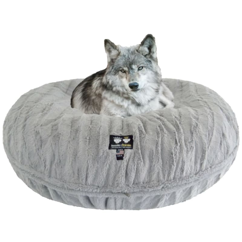 Natural Grey Short Shag Bagel Bed Dog Beds BAGEL BEDS, bagel beds for dogs, BEDS, cute dog beds, donut beds for dogs