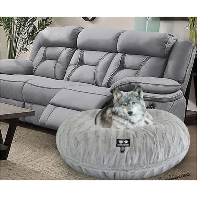 Natural Grey Short Shag Bagel Bed Dog Beds BAGEL BEDS, bagel beds for dogs, BEDS, cute dog beds, donut beds for dogs
