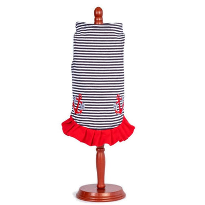Nautical Stripe Dog Flounce Dress Dog Apparel 4th of july, clothes for small dogs, cute dog apparel, cute dog clothes, cute dog dresses