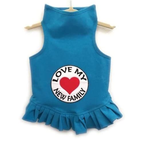 I love My New Family Dog Flounce Dress clothes for small dogs, cute dog apparel, cute dog clothes, cute dog dresses, dog apparel