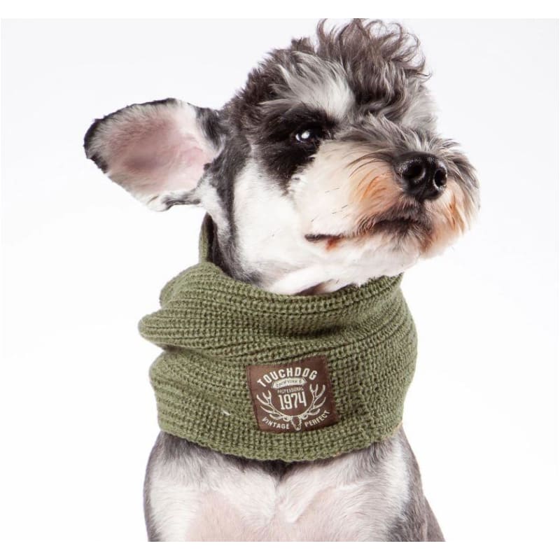- Touchdog Heavy Knitted Olive Green Winter Dog Scarf NEW ARRIVAL