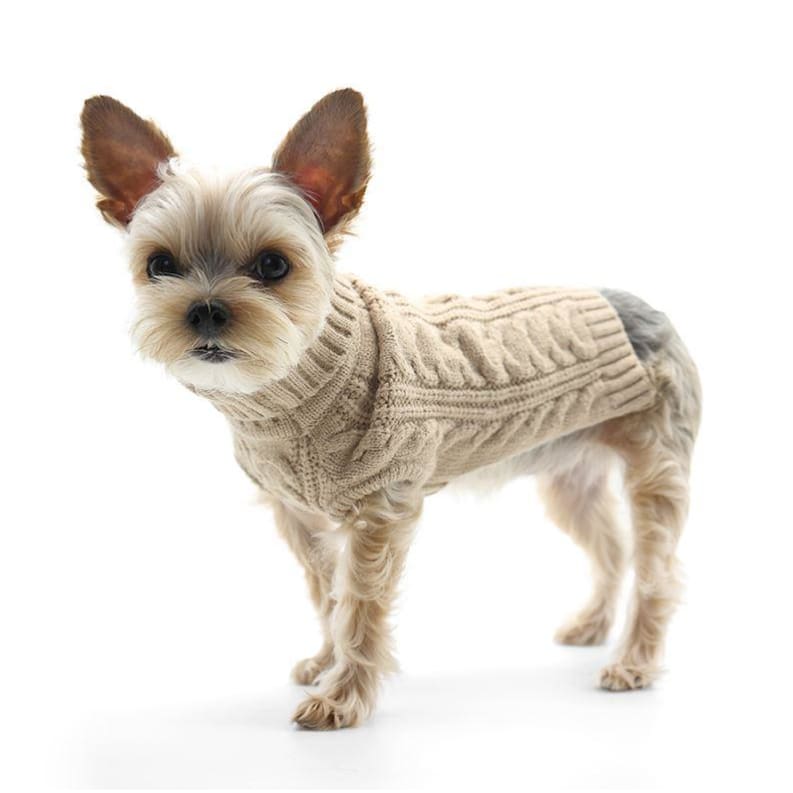 Oatmeal Cable Knit Turtleneck Dog Sweater clothes for small dogs, cute dog apparel, cute dog clothes, dog apparel, dog hoodies