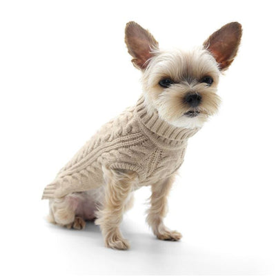 Oatmeal Cable Knit Turtleneck Dog Sweater clothes for small dogs, cute dog apparel, cute dog clothes, dog apparel, dog hoodies