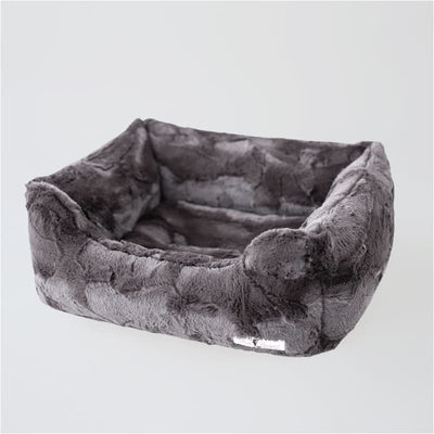 Luxe Dog Bed in Pewter bolster beds for dogs, luxury dog beds, memory foam dog beds, orthopedic dog beds