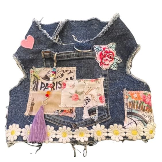 Paris Denim Vintage Harness with Tassels and Crystals MADE TO ORDER, NEW ARRIVAL