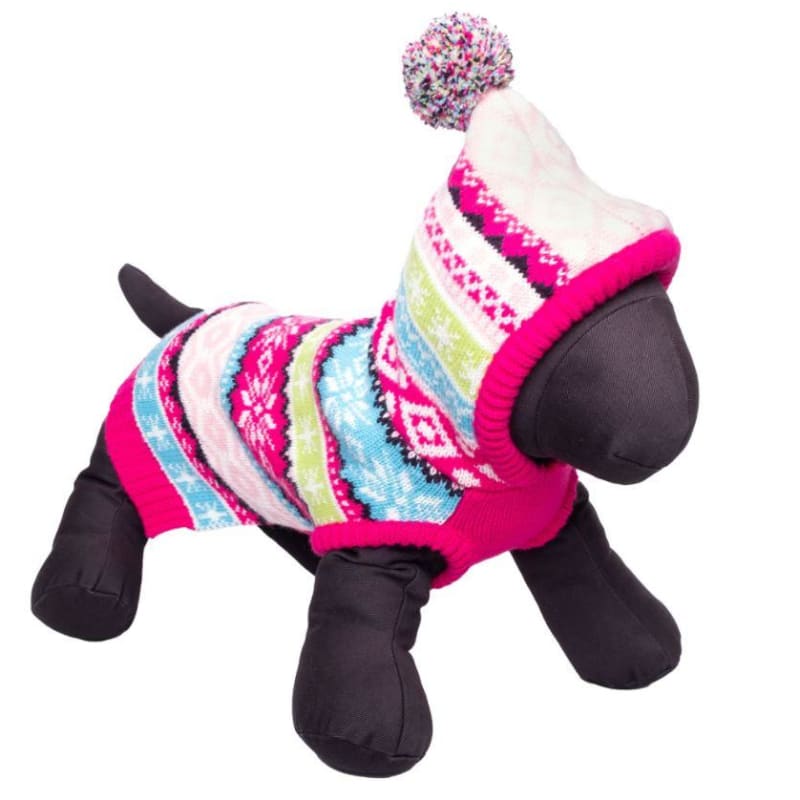 Pink Fairisle Hoodie Dog Sweater clothes for small dogs, cute dog apparel, cute dog clothes, dog apparel, dog hoodies
