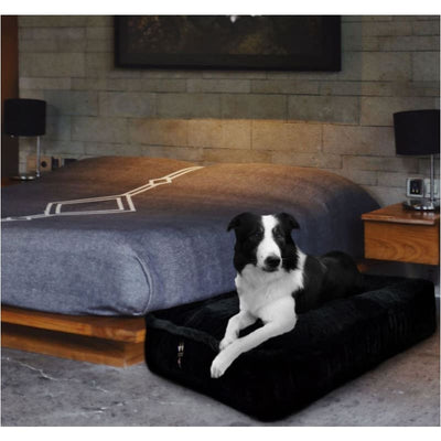 Sicilian Rectangle Black Panther Short Shag Bed BEDS, bolster dog beds, NEW ARRIVAL, rectangle dog beds