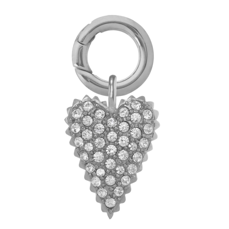 Hot Stuff Pave Heart Collar Charm Silver NEW ARRIVAL
