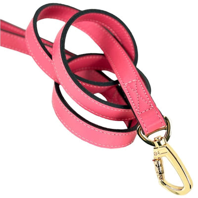 Estate Italian Leather Dog Collar in Petal Pink & Gold Pet Collars & Harnesses genuine leather dog collars, HARTMAN & ROSE, luxury dog 