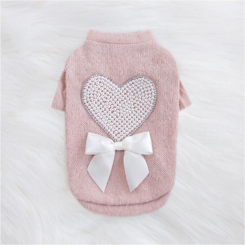 - Pearl Heart Dog Sweater NEW ARRIVAL