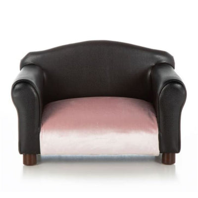- Orthopedic Pink Velvet and Black Faux Leather Traditional Dog Chair