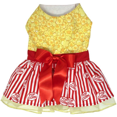 Movie Theater Popcorn Harness Dress With Matching Leash Dog Apparel clothes for small dogs, cute dog apparel, cute dog clothes, cute dog 