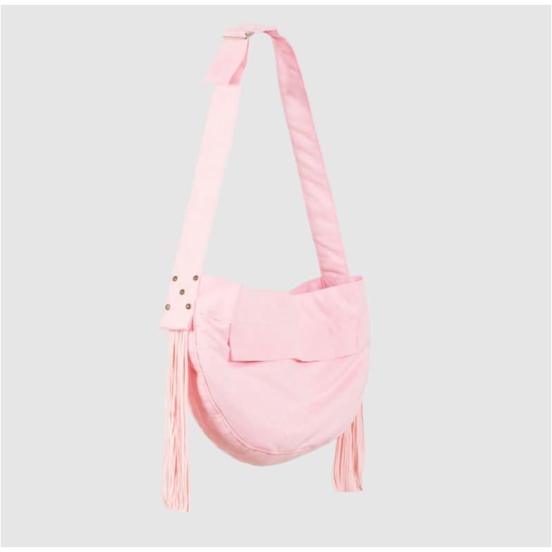 Puppy Pink Ultrasuede Dog Cuddle Carrier Sling with Fringe MADE TO ORDER, NEW ARRIVAL
