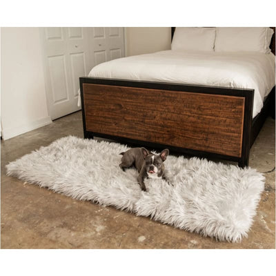 Rectangle Gray PupRug™ Runner Faux Fur Memory Foam Dog Bed NEW ARRIVAL