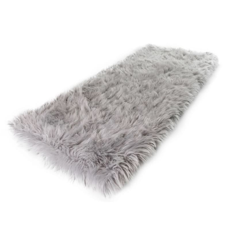 Rectangle Gray PupRug™ Runner Faux Fur Memory Foam Dog Bed NEW ARRIVAL