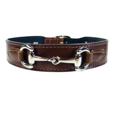 Belmont Italian Leather Dog Collar In Rich Brown & Nickel Pet Collars & Harnesses genuine leather dog collars, luxury dog collars, NEW 