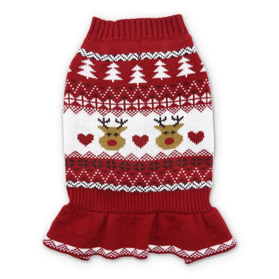 Reindeer Fairisle Sweater Dress Dog Apparel clothes for small dogs, COATS, cute dog apparel, cute dog clothes, cute dog dresses