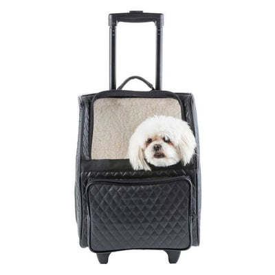 Rio Black Quilted Luxe 3-in-1 Dog Carrier On Wheels dog carriers, luxury dog carrier on wheels, luxury dog carriers, luxury dog purse 