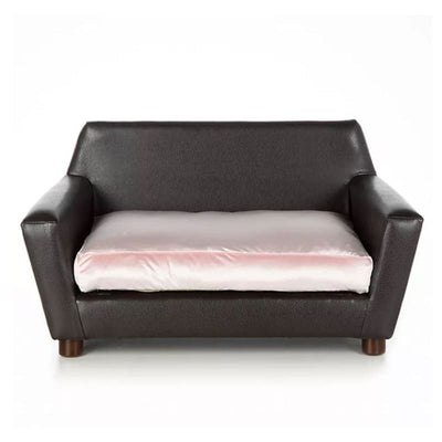 Pink Velvet and Black Faux Leather Orthopedic Mid-Century Rivoli Dog Chair or Sofa NEW ARRIVAL