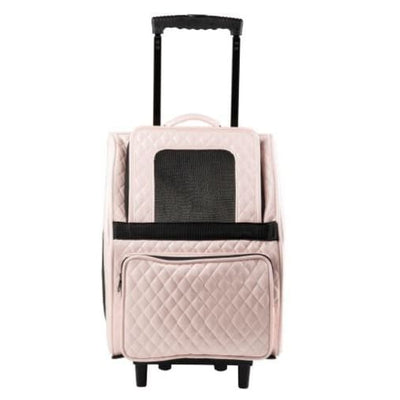 Rio Blush Pink Quilted 3-in-1 Dog Carrier On Wheels Pet Carriers & Crates dog carriers, luxury dog carrier on wheels, luxury dog carriers,